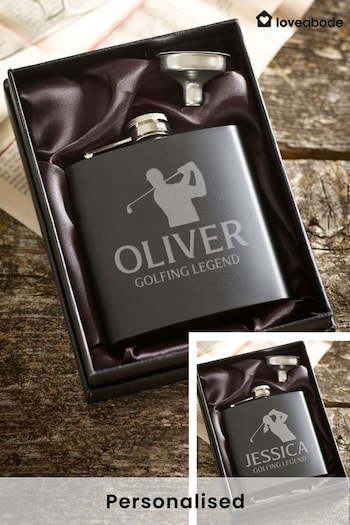 Personalised Male/Female Golf Silhouette Hip Flask by Loveabode (K34757) | £15