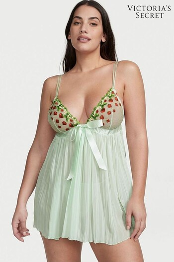 Victoria's Secret Strawberry Embroidery Green Dream Angels Babydoll (K34843) | £59