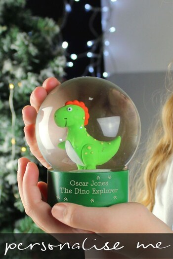 Personalised Message Dinosaur Glitter Snow Globe by PMC (K34950) | £17