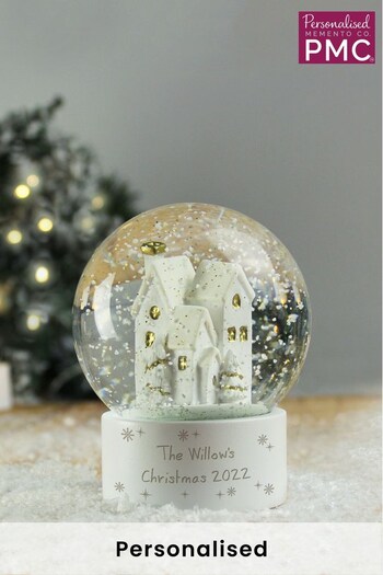 Personalised Christmas Message Village Glitter Snow Globe by PMC (K34952) | £17