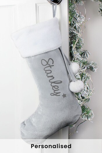 Personalised Name Only Grey Stocking by PMC (K34956) | £15