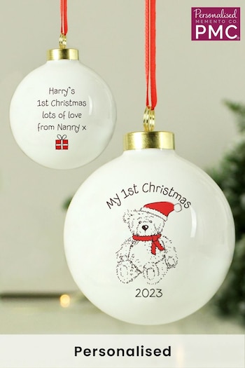 Personalised Christmas My 1st Xmas Teddy Bear Bauble by PMC (K34964) | £11