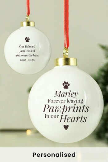 Personalised New Pawprints Memorial Bauble by PMC (K34967) | £11