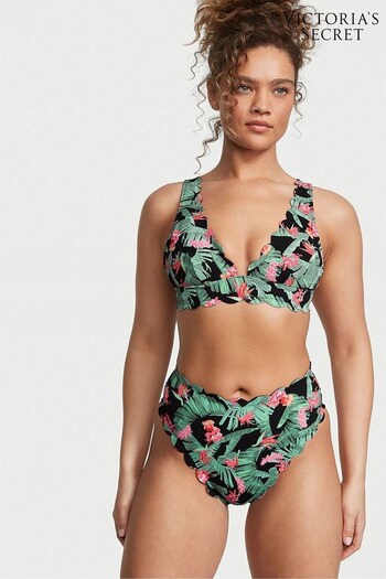 Victoria's Secret Tropical Palm Halter Scallop Plunge Bikini Top (K35153) | £43