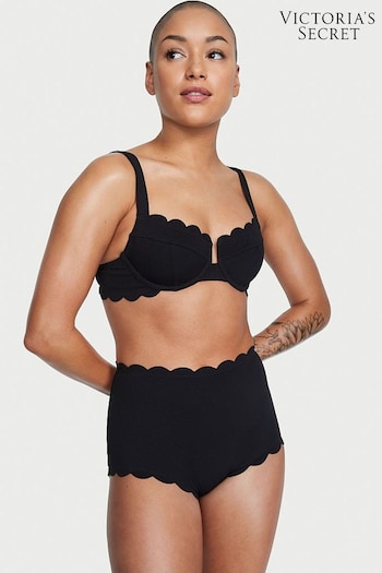 Victoria's Secret Black Scallop Full Coverage Swim Bikini Top (K35191) | £53