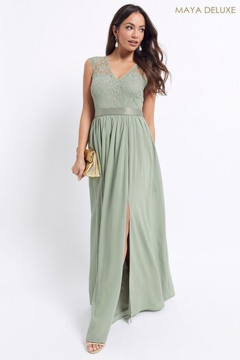 Maya Green Lace Top Chiffon Maxi Dress (K35479) | £85