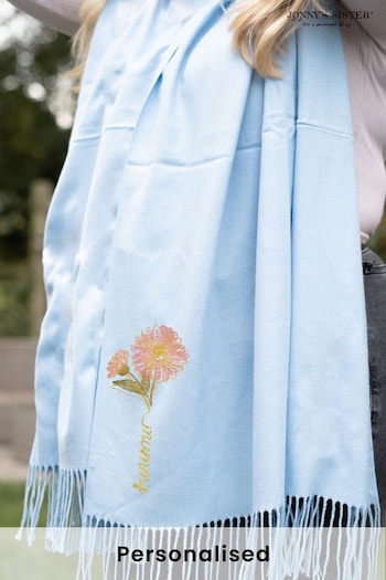 Personalised Embroidered Birth Flower Pashmina Scarf by Jonny's Sister (K35593) | £31