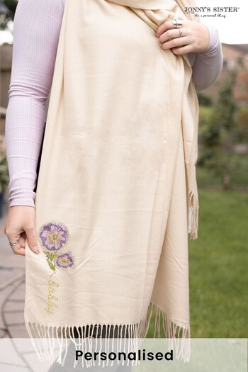 Personalised Embroidered Birth Flower Pashmina Scarf by Jonny's Sister (K35613) | £30