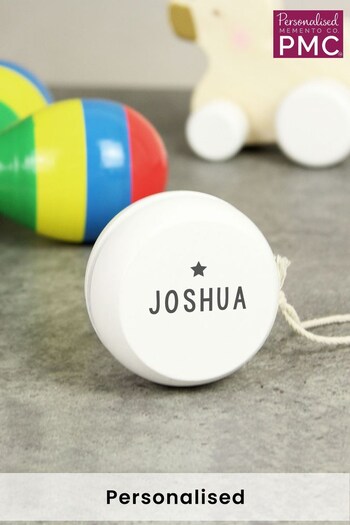 Personalised Grey Star White Wooden Yoyo by PMC (K35652) | £8