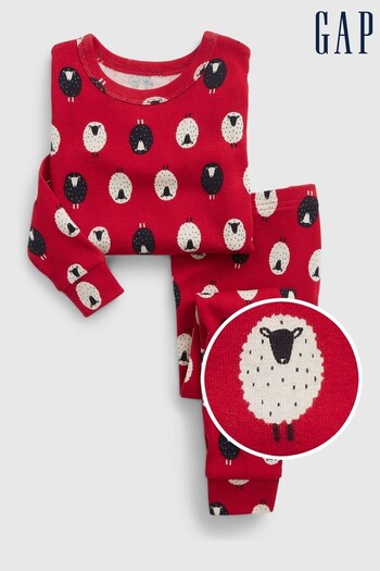 Gap Red Organic Cotton Sheep Long Sleeve Pyjama Set (K35814) | £18
