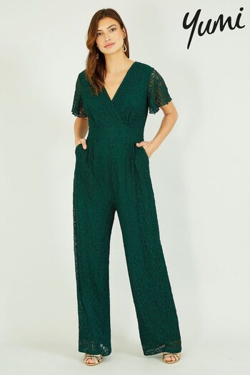 Yumi Emerald Green Lace Jumpsuit (K35925) | £70