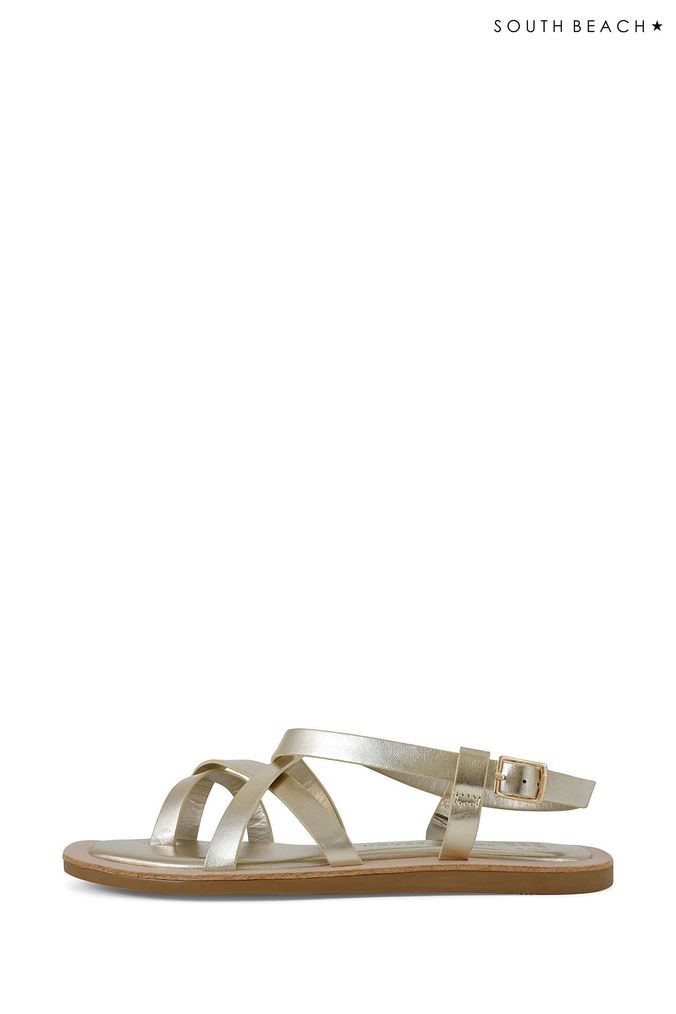 Gold cheap beach sandals