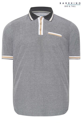 BadRhino Big & Tall Black Stripe Placket Polo Plus Shirt (K36142) | £24