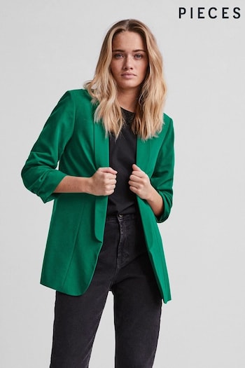 Pieces Bright Green Relaxed Ruched Sleeve Workwear Blazer (K36182) | £42