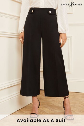 Love & Roses Black Button Detail Culotte Trousers dress (K36418) | £35