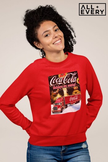 All + Every Fire Red Coca Cola Truck Christmas Market Women's Sweatshirt (K36443) | £36
