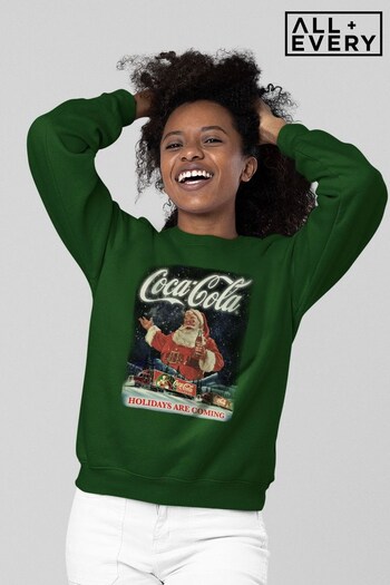 All + Every Bottle Green Coca Cola Santa Holidays Are Coming Christmas Women's Sweatshirt (K36444) | £36