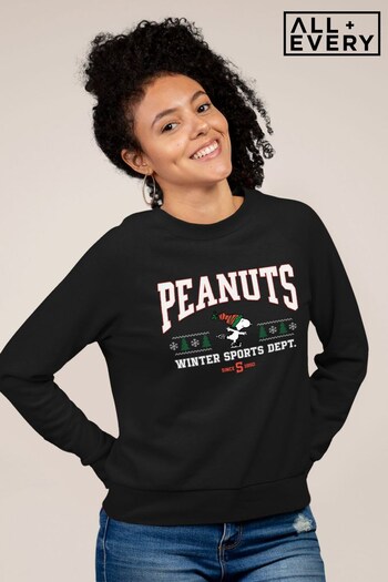 All + Every Black Peanuts Winter Sports Dept Christmas Neck's Sweatshirt (K36458) | £36