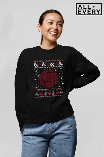 All + Every Black Dungeons And Dragons Christmas D20 Women's Sweatshirt (K36464) | £36