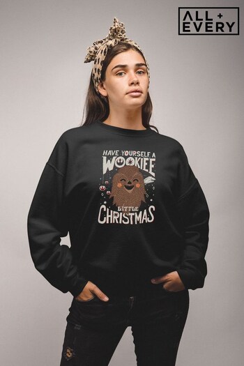 All + Every Black Star Wars Christmas Have Yourself A Wookie Little Christmas Women's Sweatshirt (K36507) | £36