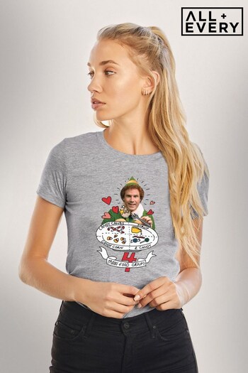 All + Every Grey Marl Elf Christmas Main Food Groups Women's T-Shirt (K36520) | £23