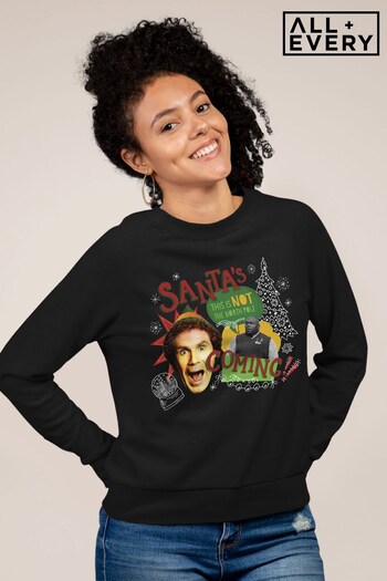 All + Every Black Elf Christmas Santa's Coming Women's Sweatshirt (K36524) | £36