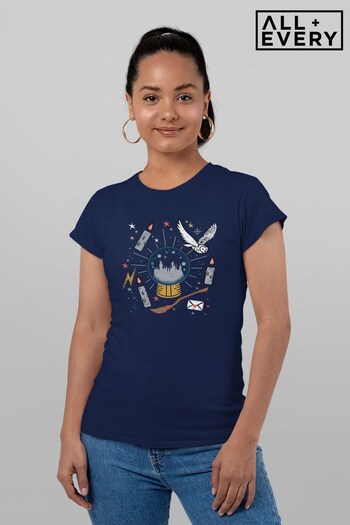 All + Every Navy Harry Potter Christmas Crystal Ball Women's T-Shirt (K36543) | £23