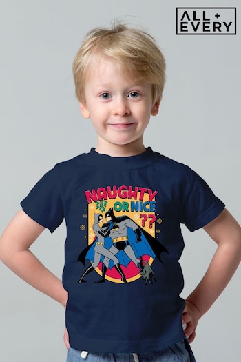 All + Every French Navy Batman Christmas Naughty Or Nice List Kids T-Shirt (K36558) | £18