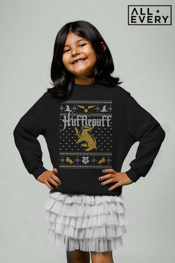 All + Every Black Harry Potter Christmas Hufflepuff Kids Sweatshirt (K36571) | £19