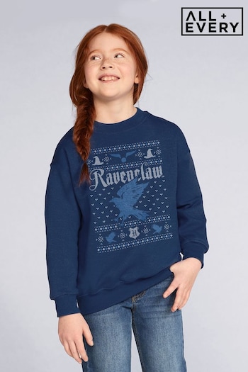 All + Every Oxford Navy Harry Potter Christmas Ravenclaw Patten Kids Sweatshirt (K36572) | £19