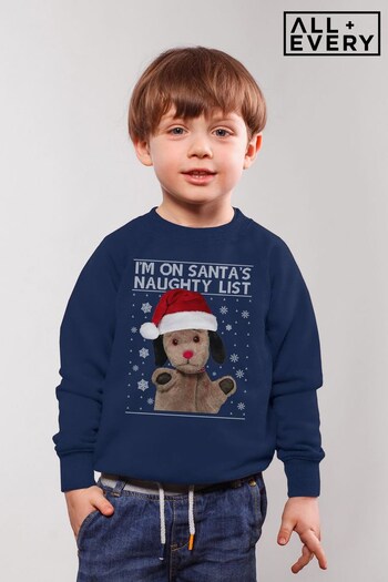 All + Every Oxford Navy Sooty Christmas Sweep Im On Santas Naughty List Kids Sweatshirt (K36587) | £19