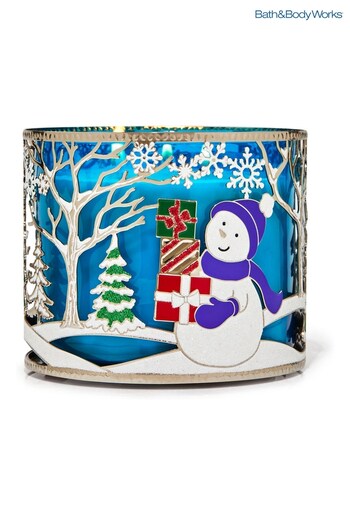 Bath & Body Works Nickel Holiday Snowman Scene 3Wick Candle Holder (K37182) | £29.50