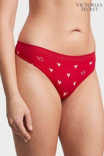 Victoria's Secret Lipstick Vs Heart Logo Printed Seamless Thong Knickers (K37224) | £9
