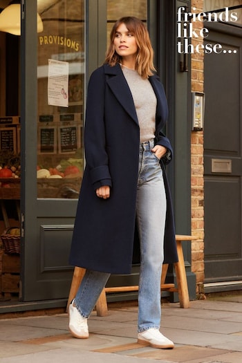 Christmas at Home Navy Blue Longline Tailored Smart Coat (K37229) | £86