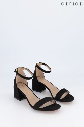 Office Black Wide FIt Two Part Low Block Heeled Sandals (K37242) | £45