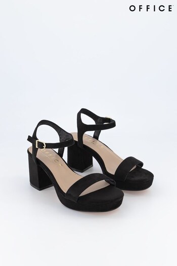 Office Black Regular Fit Two Part Mid Block Platform Heeled Sandals (K37246) | £50