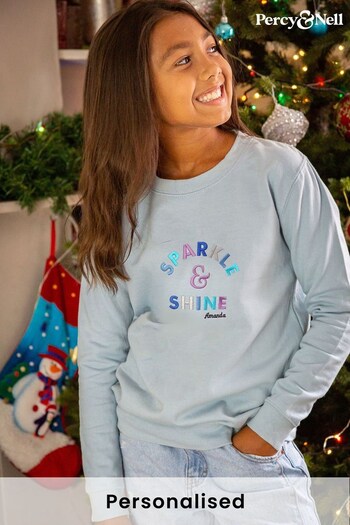 Personalised Older Kids Embroidered Sparkle & Shine Sweatshirt by Percy and Nell (K37292) | £30
