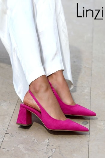 Linzi Fuchsia Pink Elizabeth Slingback Court Shoe With Block Heel (K37319) | £32