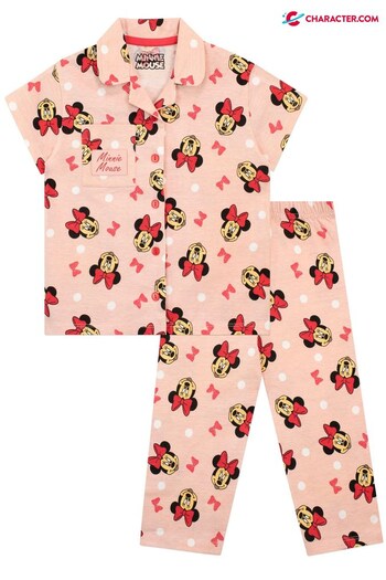 Character Pink Disney Minnie Mouse Short Sleeve Button Up Pyjamas (K37437) | £19