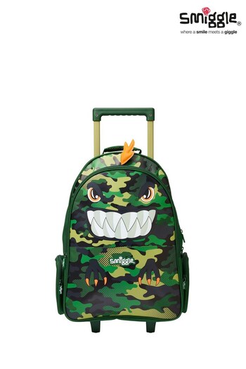 Smiggle Green Dinosaur Best Budz Trolley Backpack with Light Up Wheels (K37506) | £50