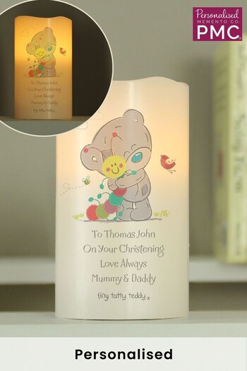 Personalised Neutral Tiny Tatty Teddy LED Candle Nightlight by PMC (K37608) | £15