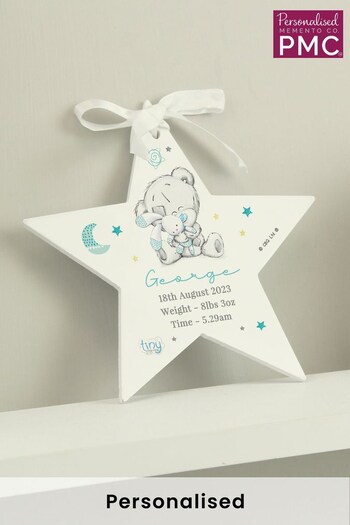Personalised Tiny Tatty Teddy Wooden Star Hanging Ornament by PMC (K37618) | £10
