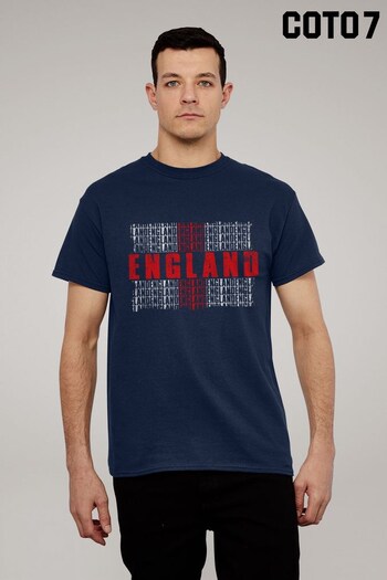 Coto7 Oxford Navy England Cascade Flag Men's T-Shirt (K37757) | £18