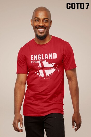Coto7 Fire Red England Stylised Flag Men's T-Shirt (K37778) | £18