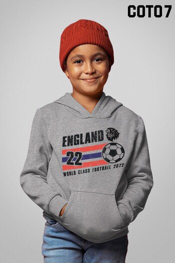 Coto7 Heather Grey England World Class Football 2022 Kids Hoodie (K37861) | £22
