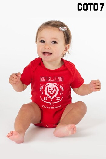 Coto7 Red England Lions Head White Baby & Toddler Babygrow (K37872) | £15