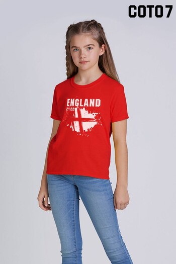 Coto7 Red England Stylised Flag Kids T-Shirt (K37876) | £16