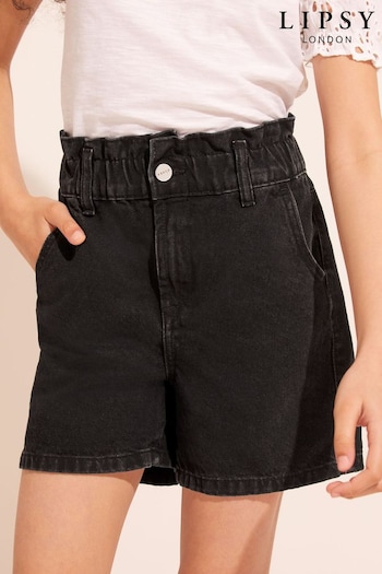 Lipsy Black Elasticated High Waist Denim Short (K38369) | £11 - £16.50