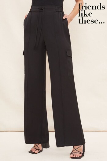 Love & Roses Black Cargo Pocket Belted Trousers (K38426) | £33