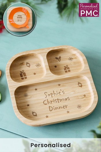 Personalised Christmas Dinner Bamboo Suction Plate by PMC (K38503) | £25